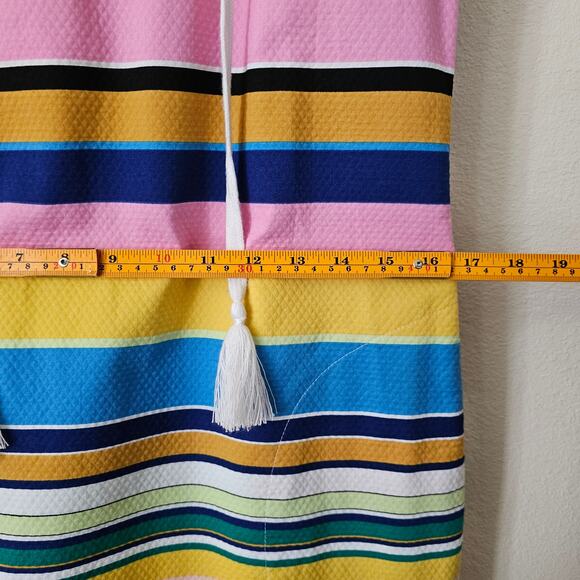 TRACY REESE X ANTHROPOLOGIE Striped Multicolored Coastal Zipper Shift Dress Sz M - Picture 14 of 16